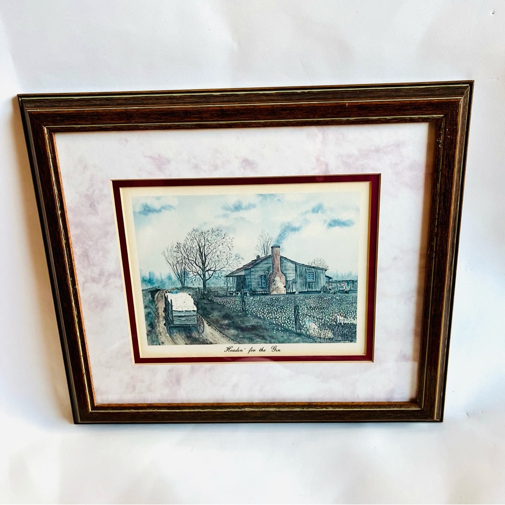 Eleanor T Whitesides Headin To The Gin VTG Signed 5" x 7" Print  11.5"x13" Frame